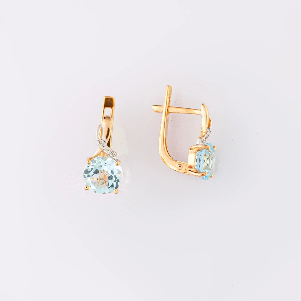 Серьги с топазом из красного золота 585 пробы