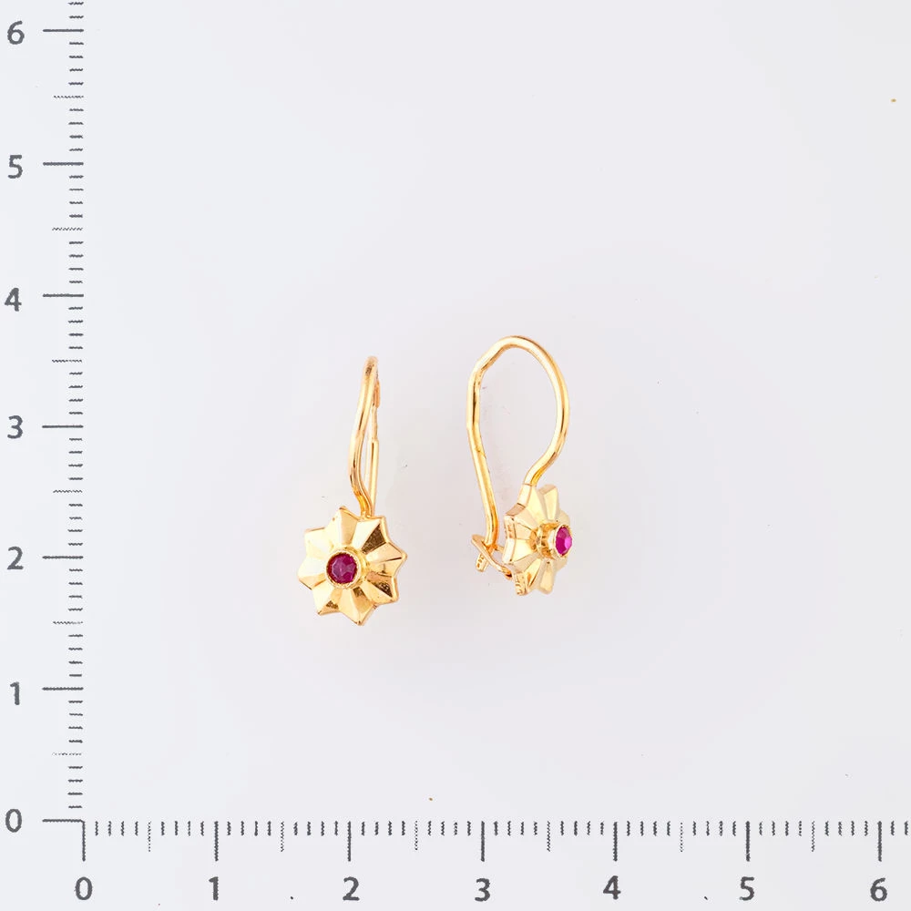 Серьги с фианитом из красного золота 583 пробы