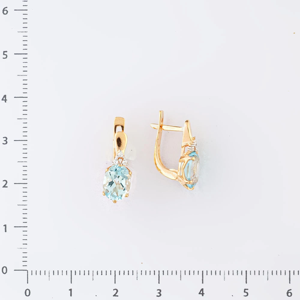 Серьги с топазом из красного золота 585 пробы