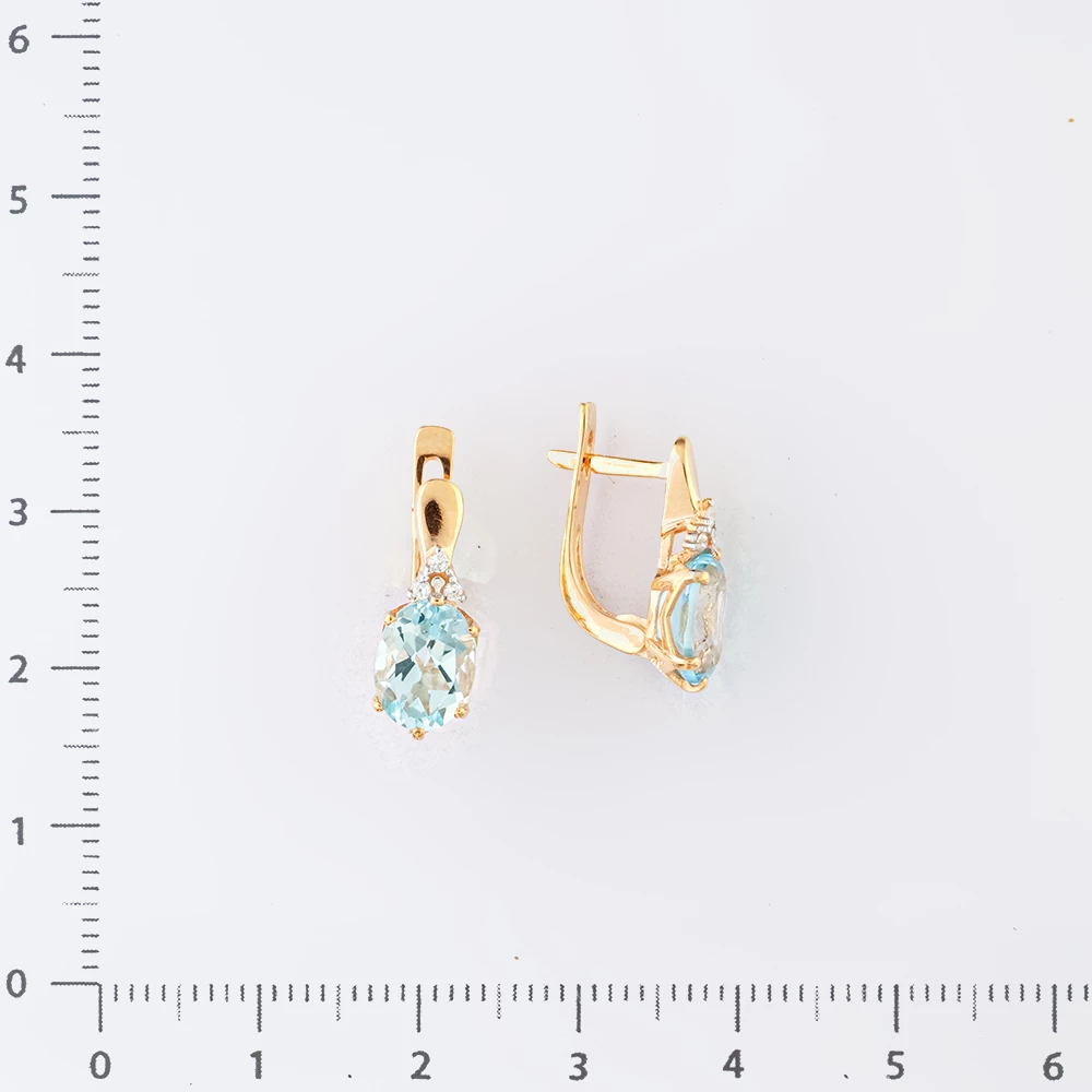 Серьги с топазом из красного золота 585 пробы