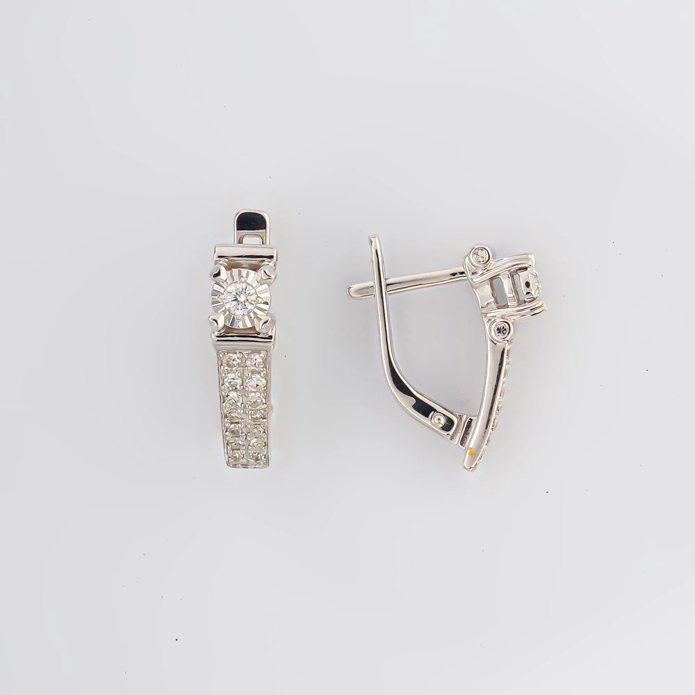 Серьги с бриллиантом из белого золота 585 пробы