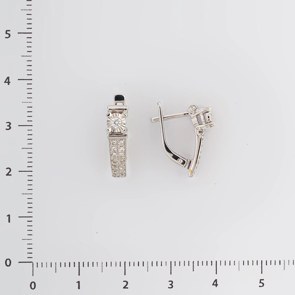 Серьги с бриллиантом из белого золота 585 пробы