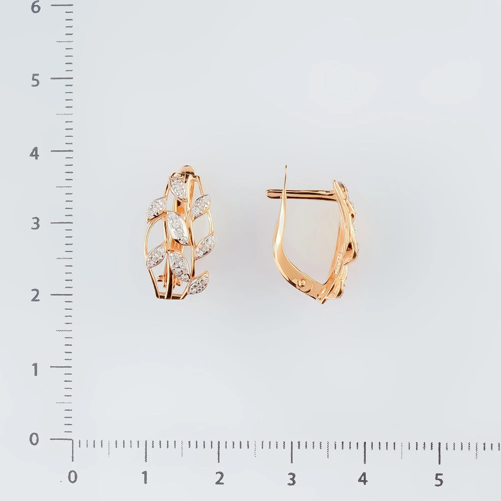 Серьги с фианитом из красного золота 585 пробы