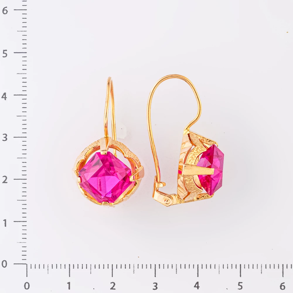 Серьги с фианитом из красного золота 583 пробы