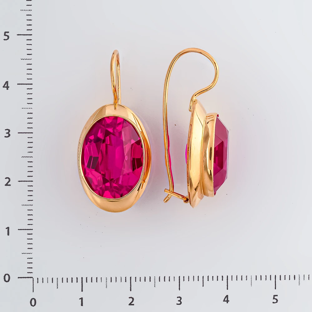 Серьги с фианитом из красного золота 583 пробы