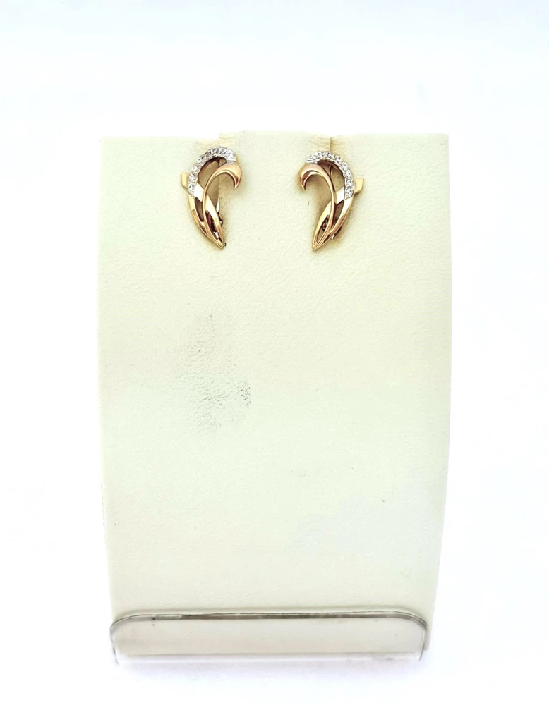 Серьги с фианитом из красного золота 585 пробы