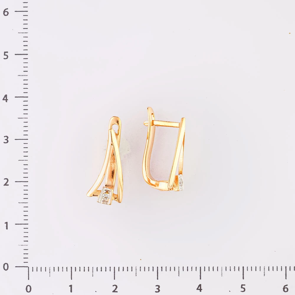 Серьги с бриллиантом из красного золота 585 пробы