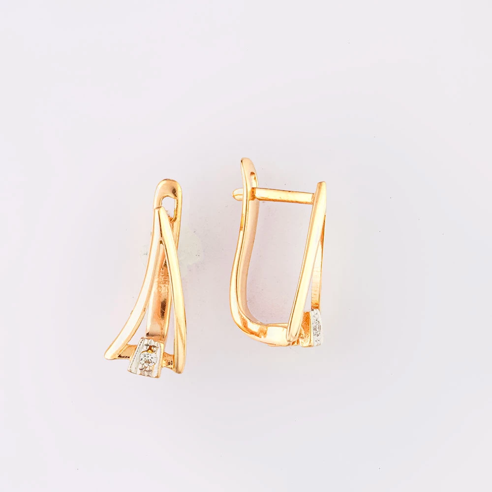 Серьги с бриллиантом из красного золота 585 пробы