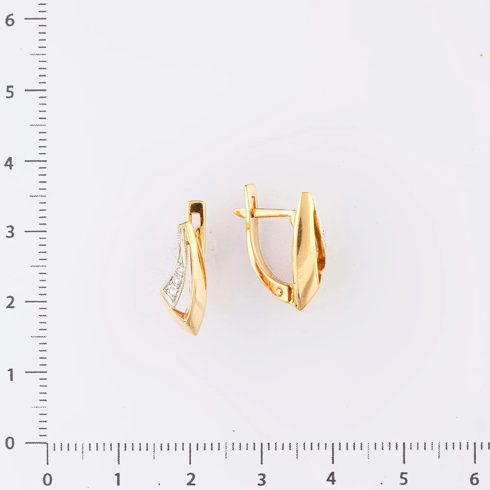 Серьги с бриллиантом из красного золота 585 пробы