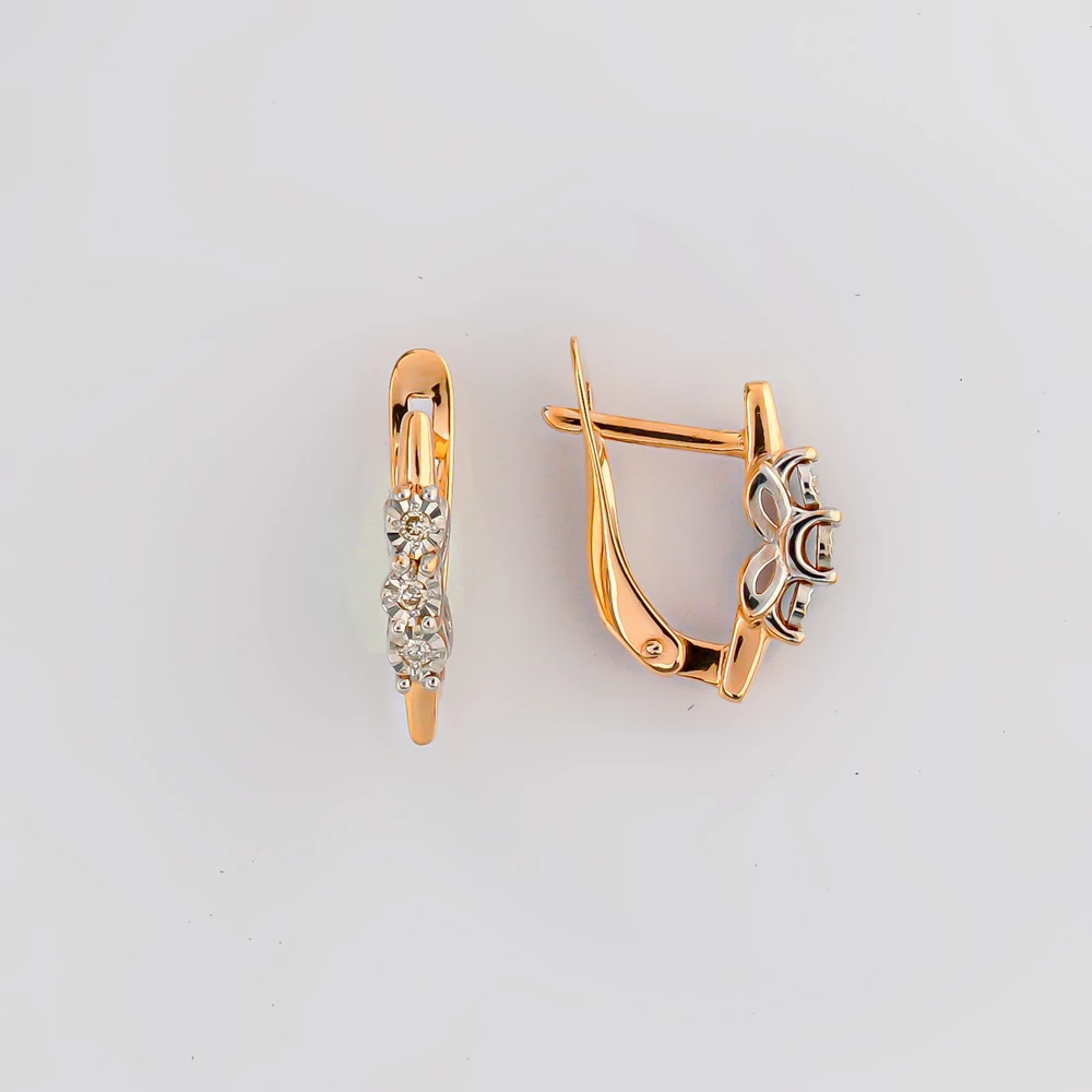 Серьги с бриллиантом из красного золота 585 пробы