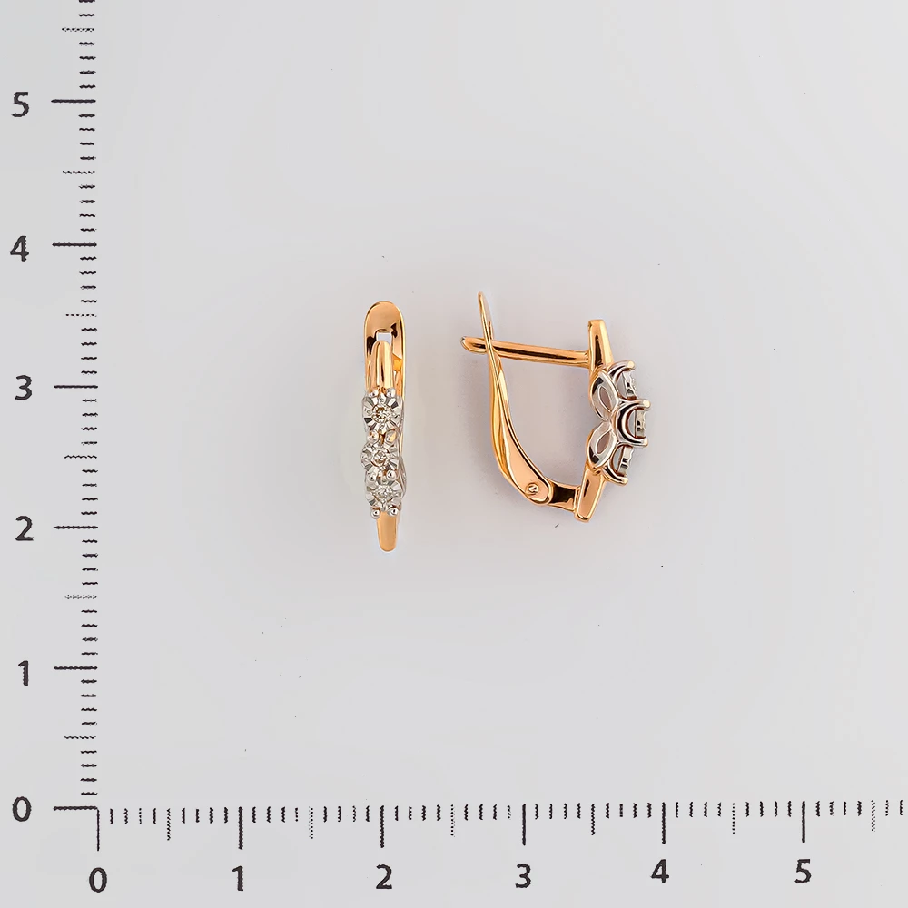 Серьги с бриллиантом из красного золота 585 пробы