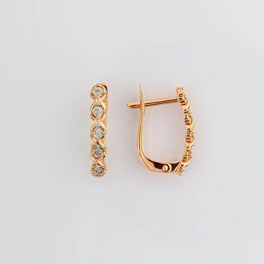 Серьги с бриллиантом из красного золота 585 пробы