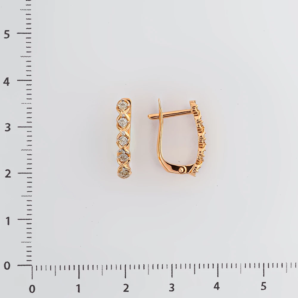 Серьги с бриллиантом из красного золота 585 пробы