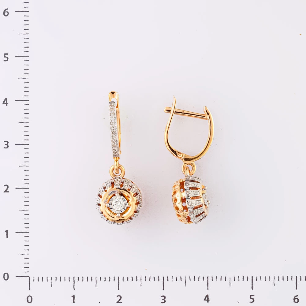 Серьги с бриллиантом из красного золота 585 пробы