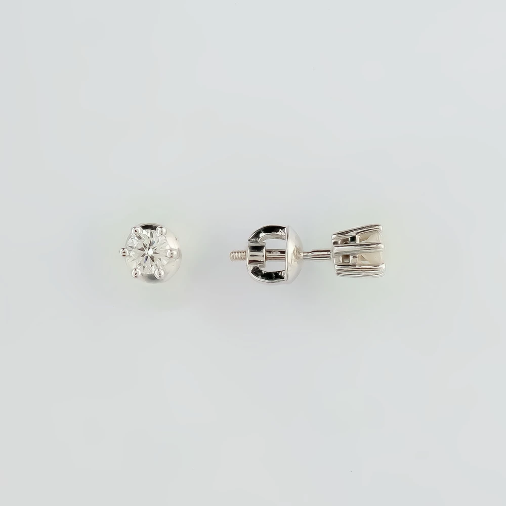 Серьги с бриллиантом из белого золота 585 пробы