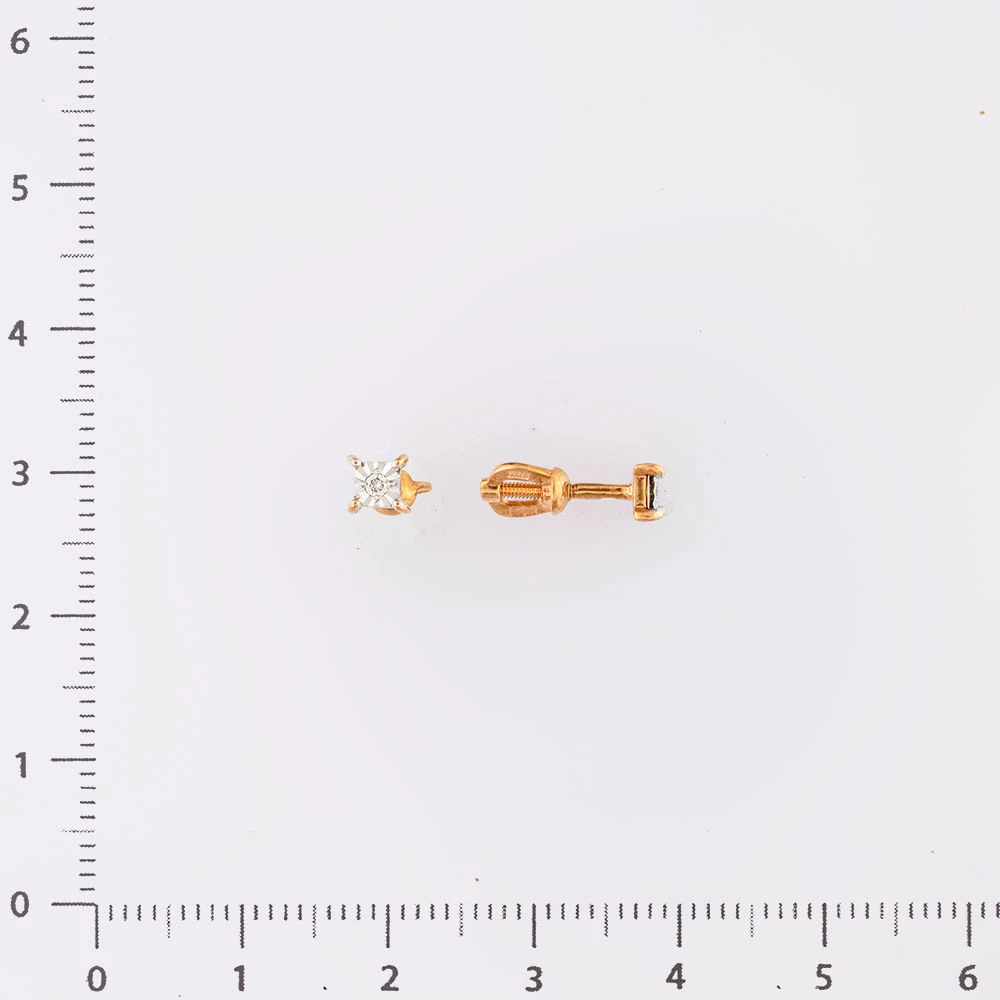 Серьги с бриллиантом из красного золота 585 пробы