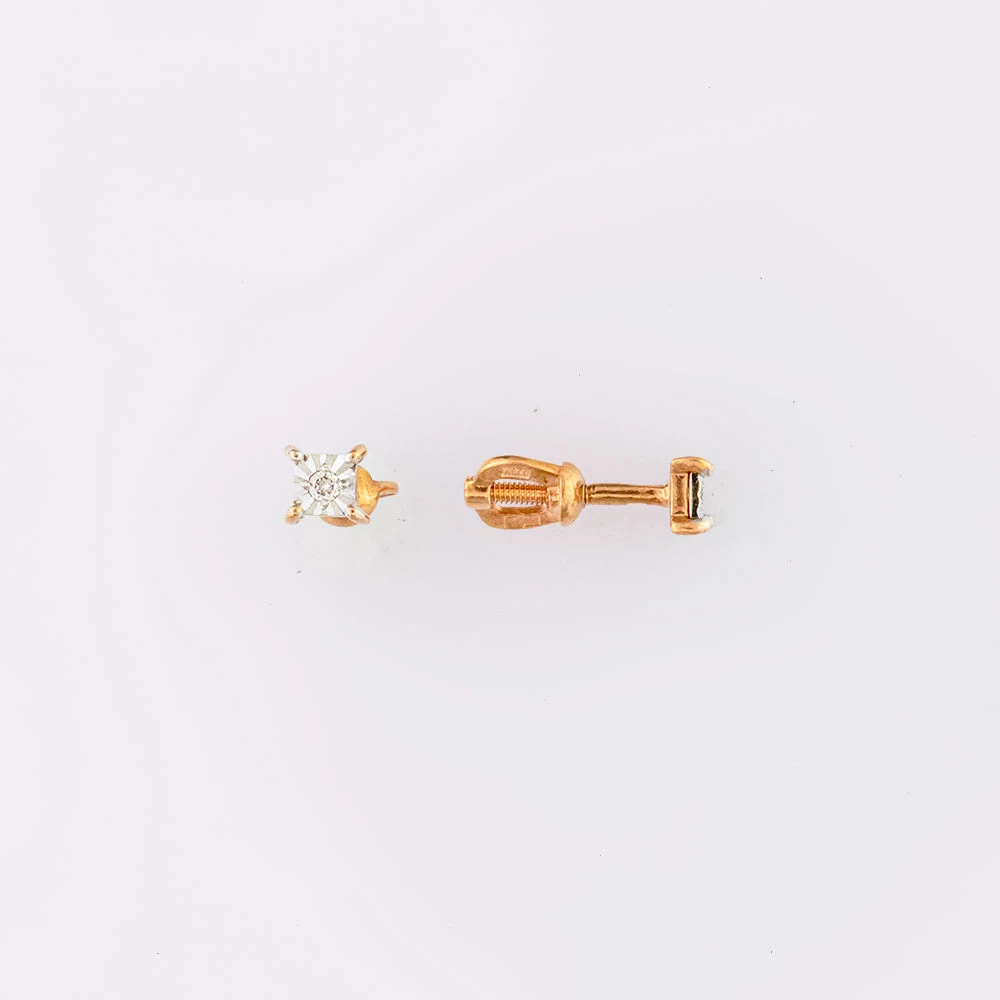 Серьги с бриллиантом из красного золота 585 пробы