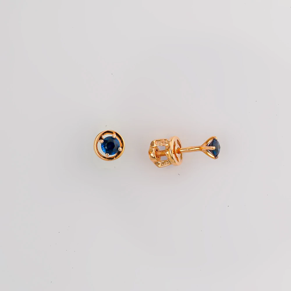 Серьги с сапфиром из красного золота 585 пробы