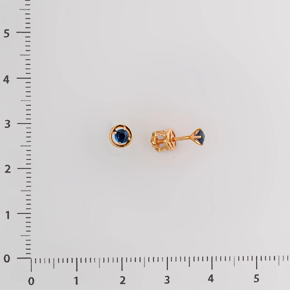 Серьги с сапфиром из красного золота 585 пробы