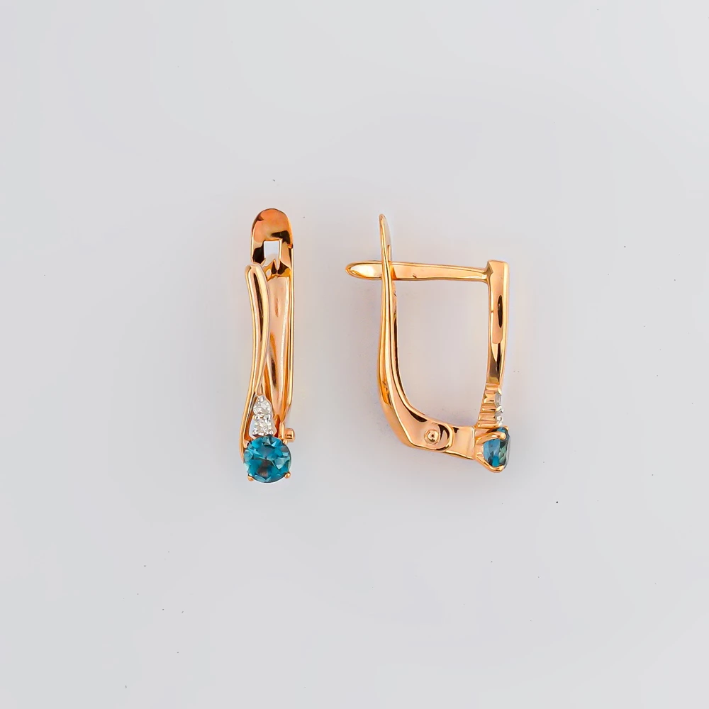 Серьги с топазом лондон из красного золота 585 пробы