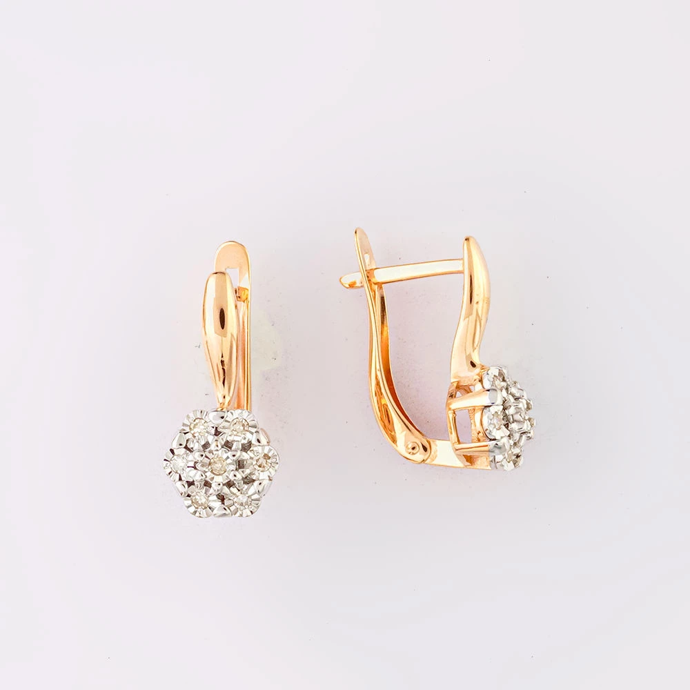 Серьги с бриллиантом из красного золота 585 пробы 1