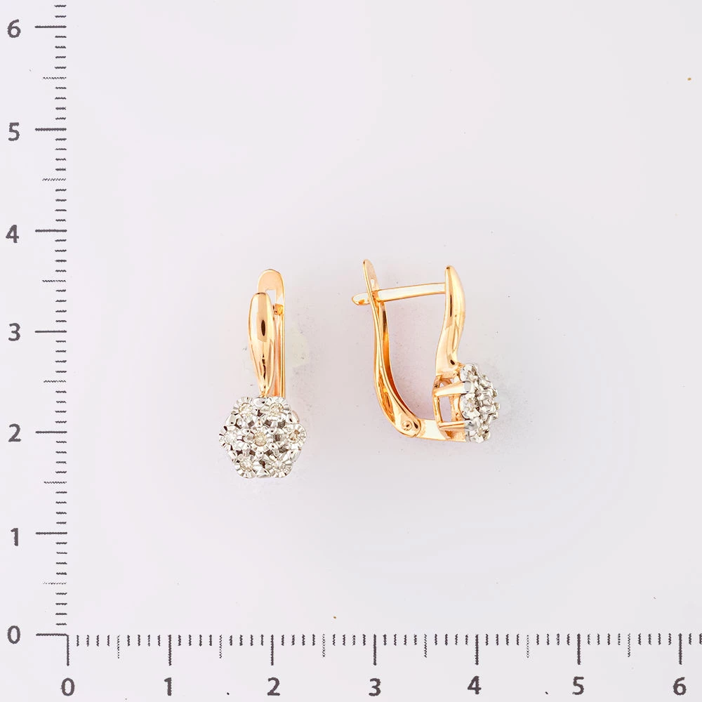 Серьги с бриллиантом из красного золота 585 пробы 2