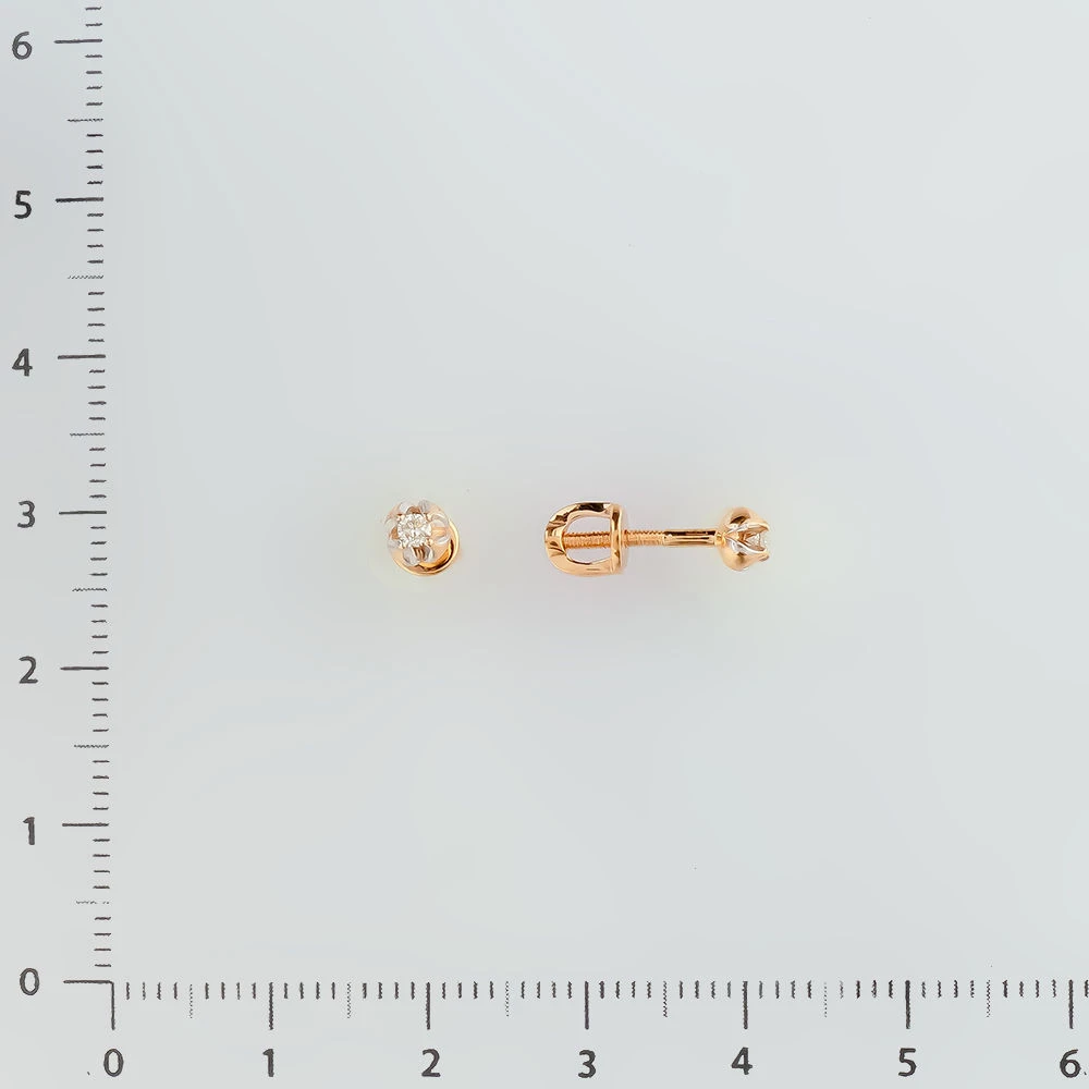 Серьги с бриллиантом из красного золота 585 пробы