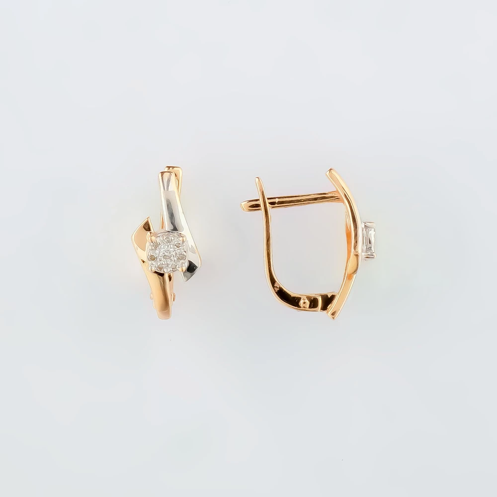 Серьги с бриллиантом из красного золота 585 пробы