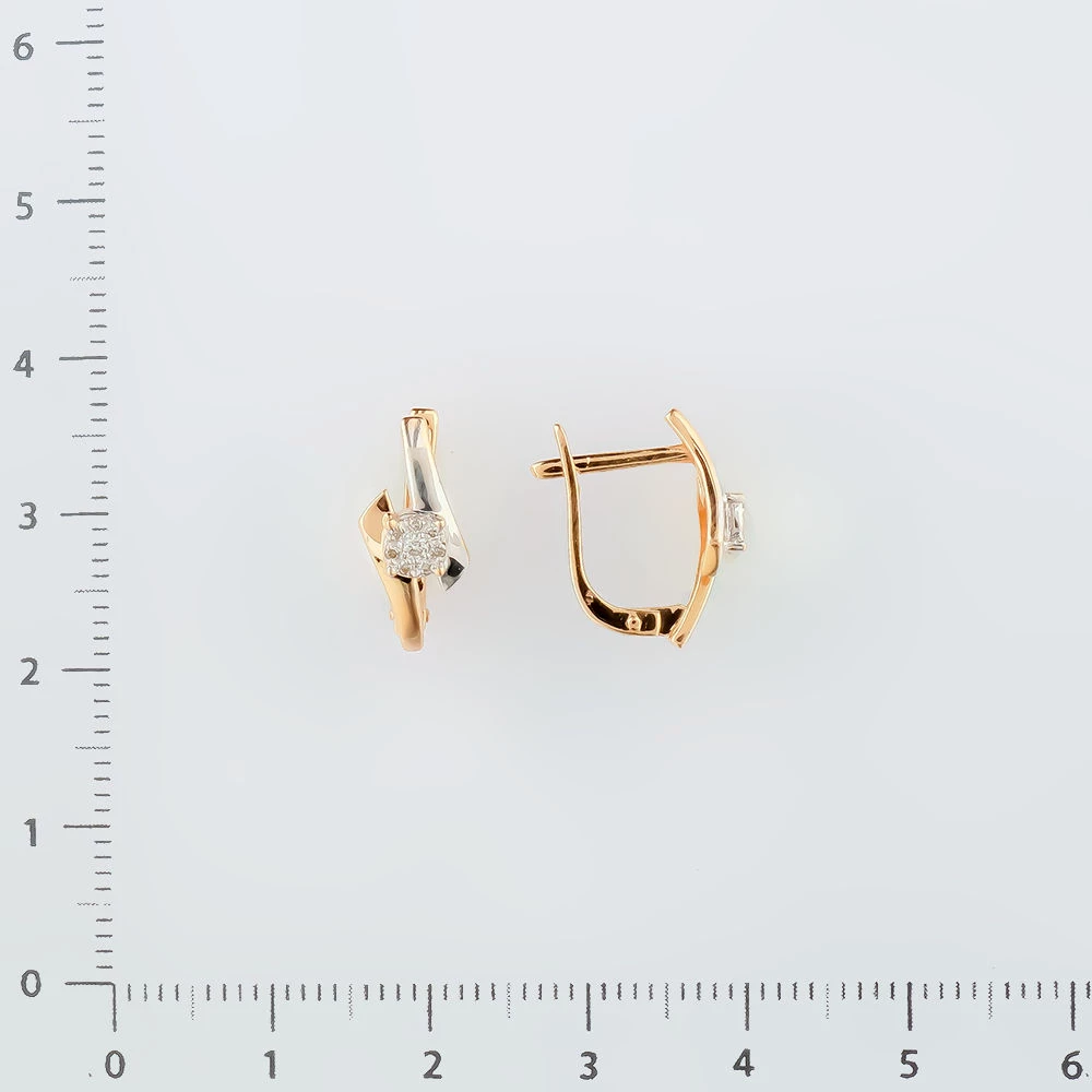 Серьги с бриллиантом из красного золота 585 пробы