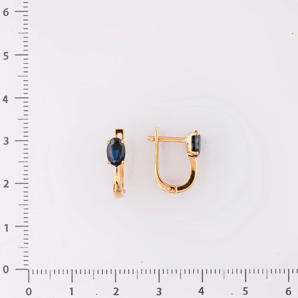 Серьги с сапфиром из красного золота 585 пробы
