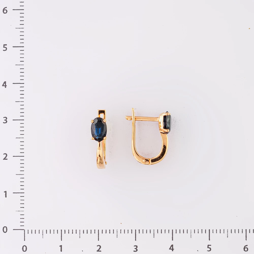 Серьги с сапфиром из красного золота 585 пробы