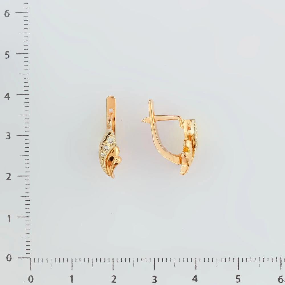 Серьги с бриллиантом из красного золота 585 пробы