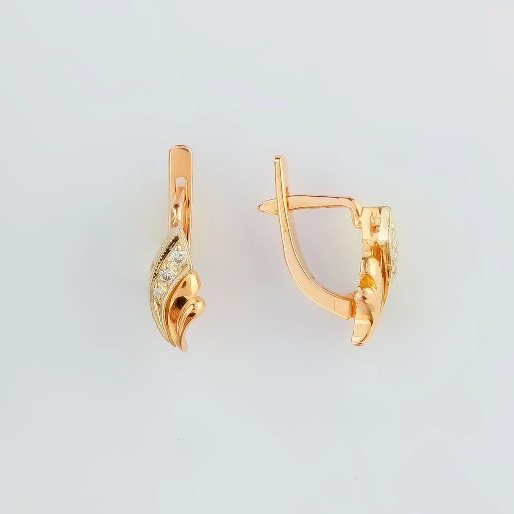 Серьги с бриллиантом из красного золота 585 пробы