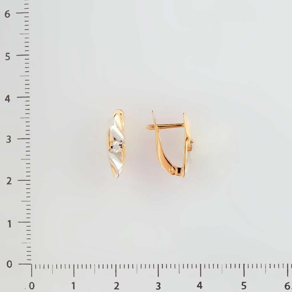 Серьги с бриллиантом из красного золота 585 пробы