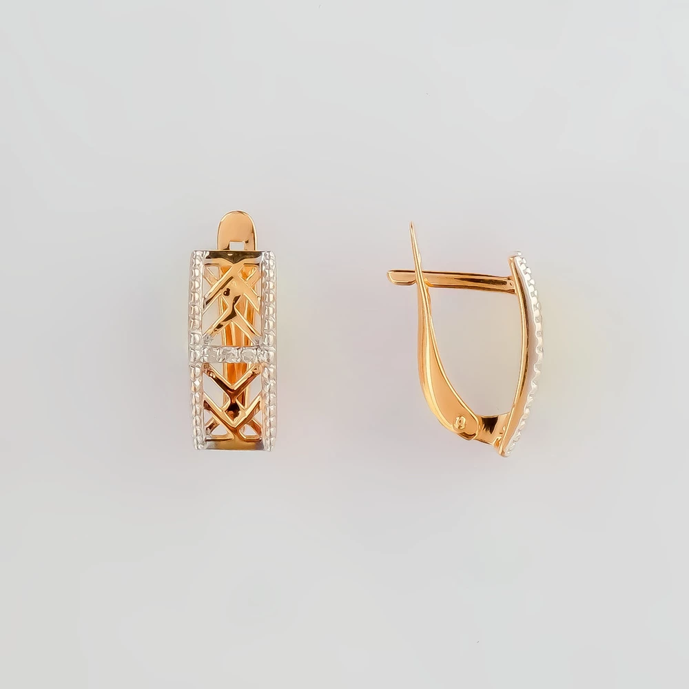 Серьги с бриллиантом из красного золота 585 пробы