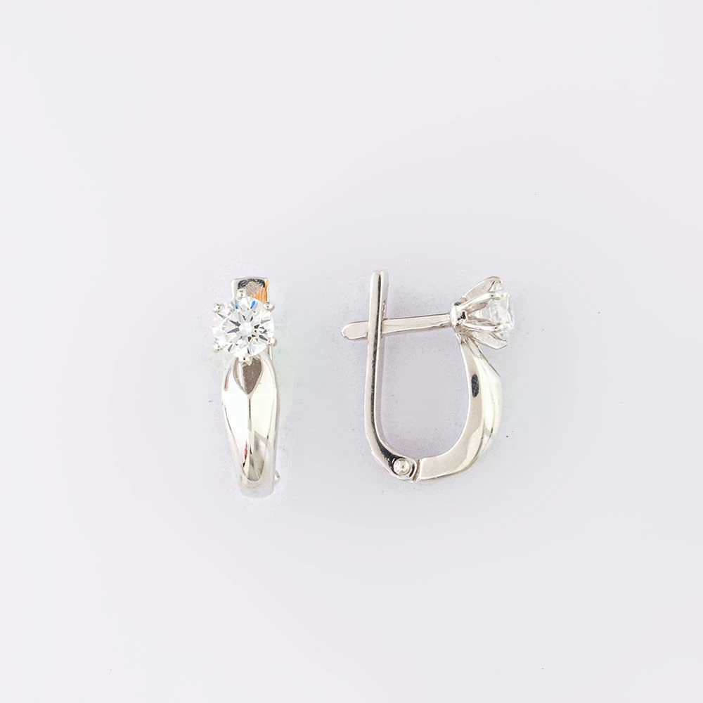 Серьги с фианитом из белого золота 585 пробы