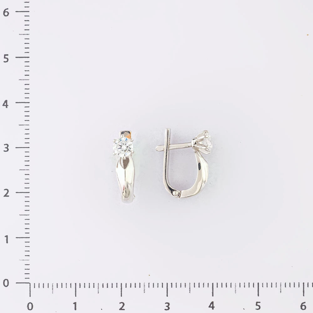Серьги с фианитом из белого золота 585 пробы
