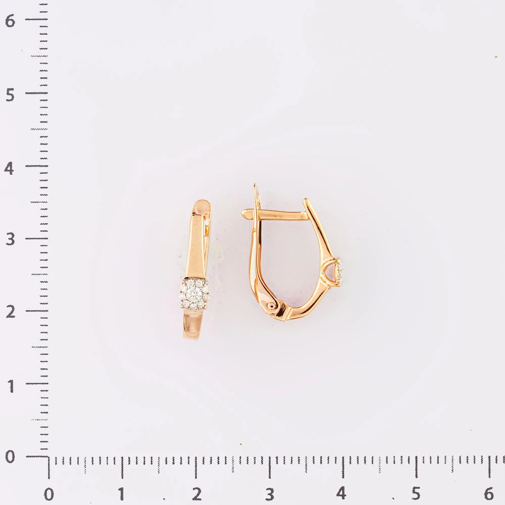 Серьги с бриллиантом из красного золота 585 пробы