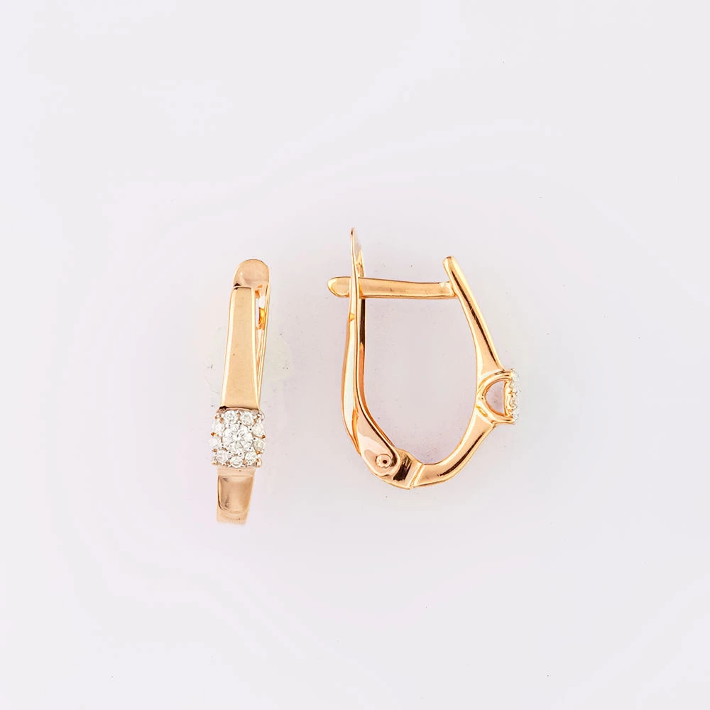 Серьги с бриллиантом из красного золота 585 пробы