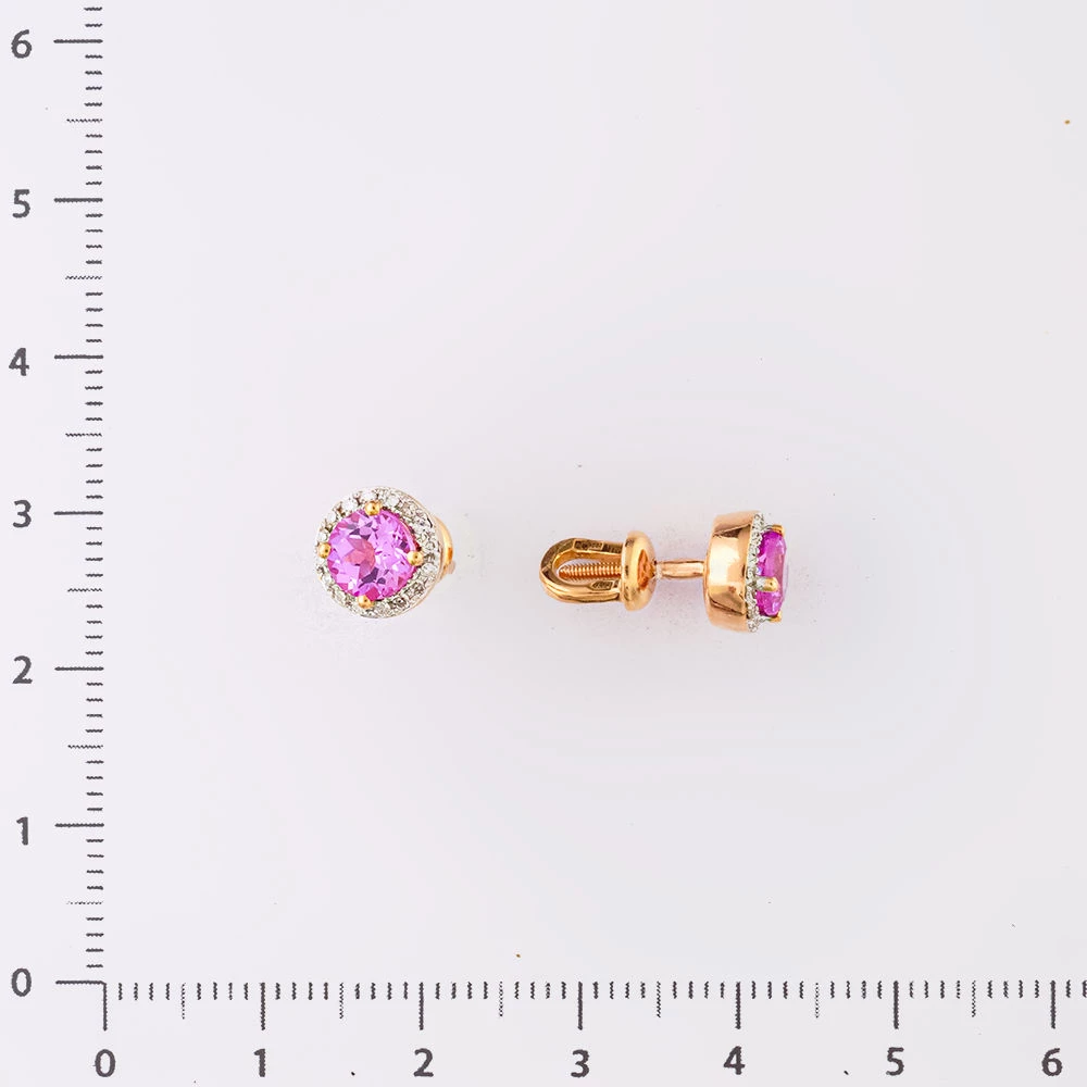 Серьги с ситаллом из красного золота 585 пробы