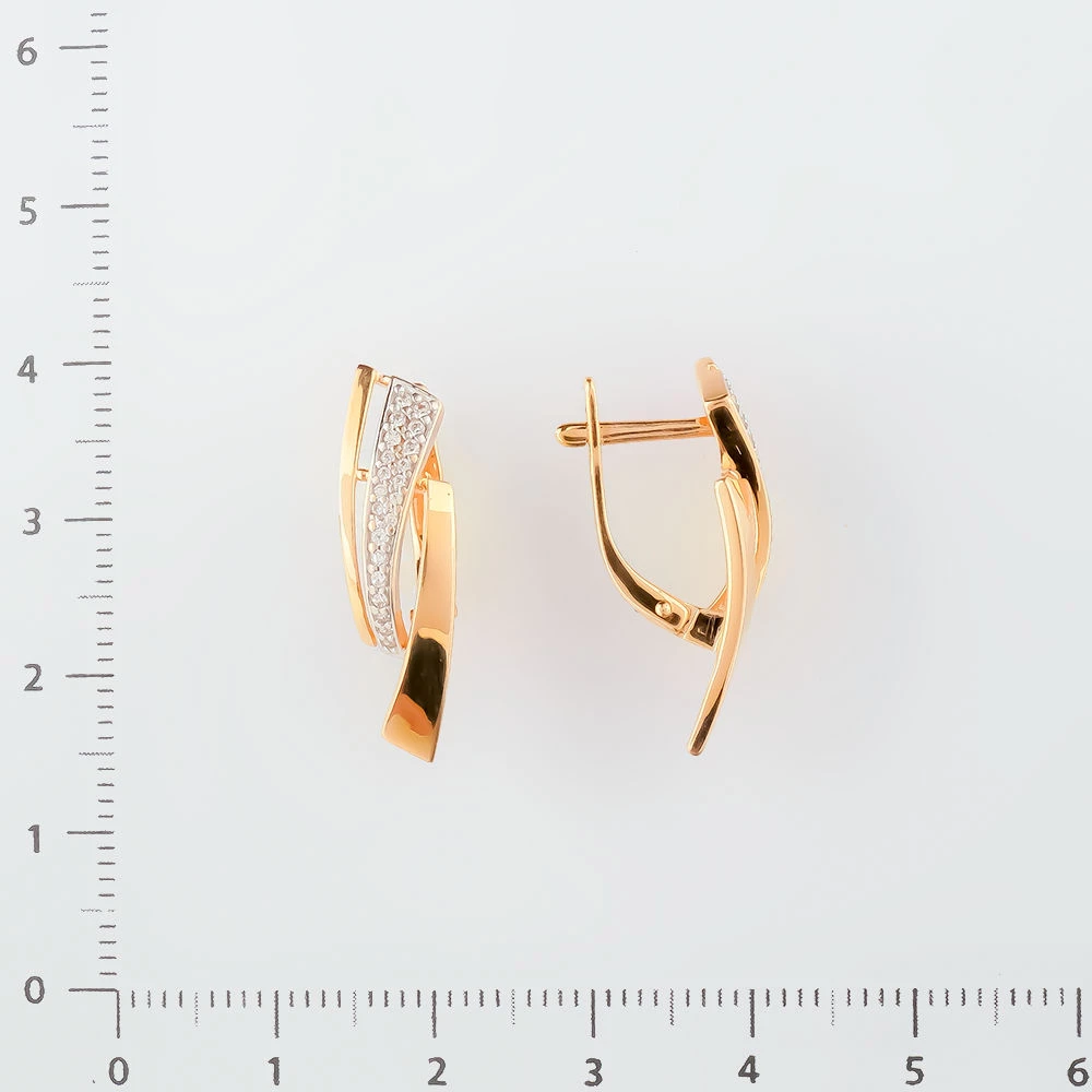 Серьги с фианитом из красного золота 585 пробы