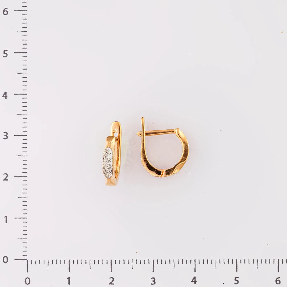 Серьги с фианитом из красного золота 585 пробы