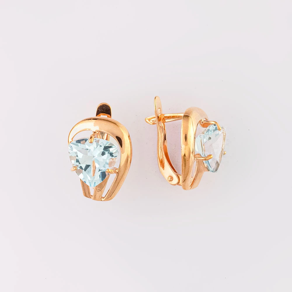 Серьги с топазом из красного золота 375 пробы