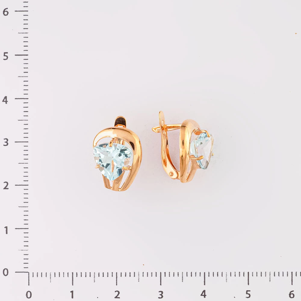 Серьги с топазом из красного золота 375 пробы