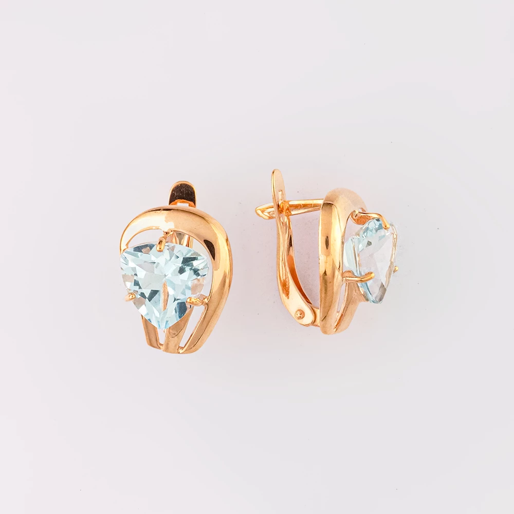 Серьги с топазом из красного золота 375 пробы
