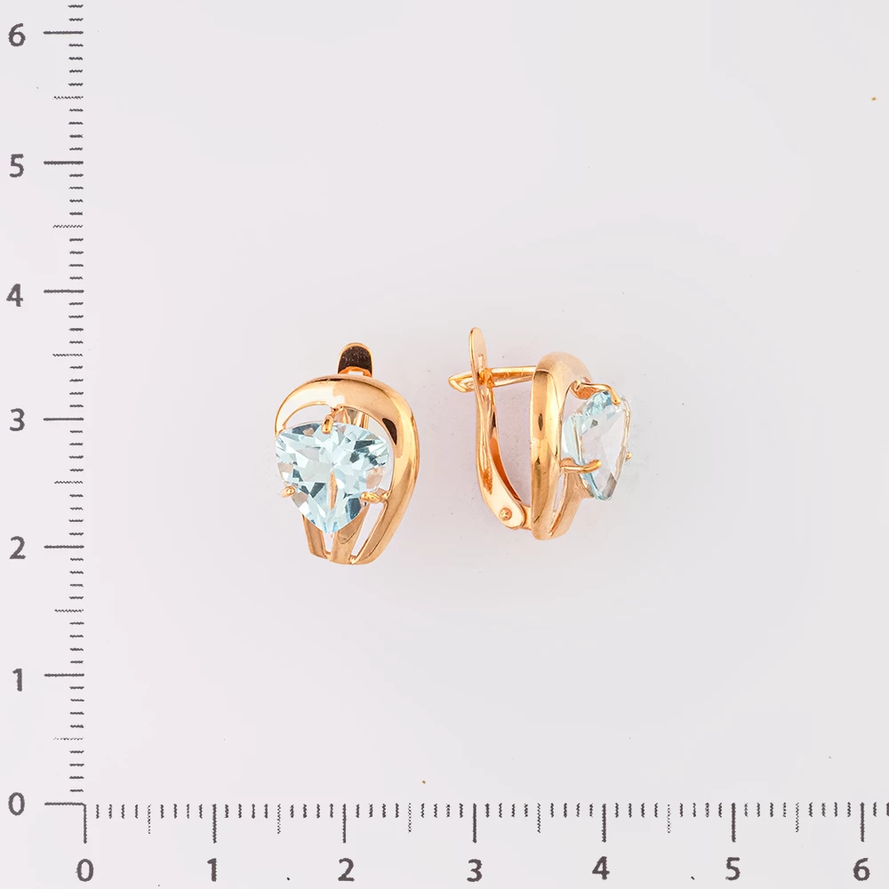 Серьги с топазом из красного золота 375 пробы