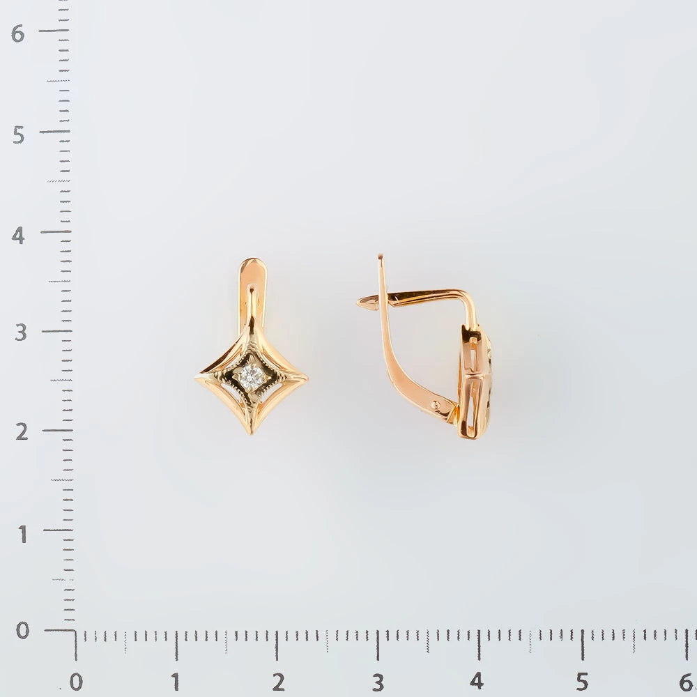 Серьги с бриллиантом из красного золота 583 пробы