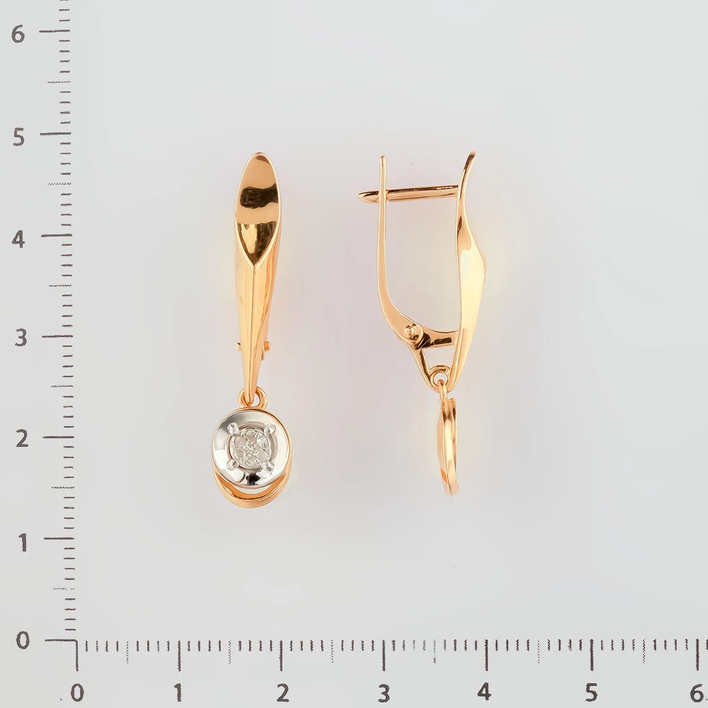 Серьги с бриллиантом из красного золота 585 пробы