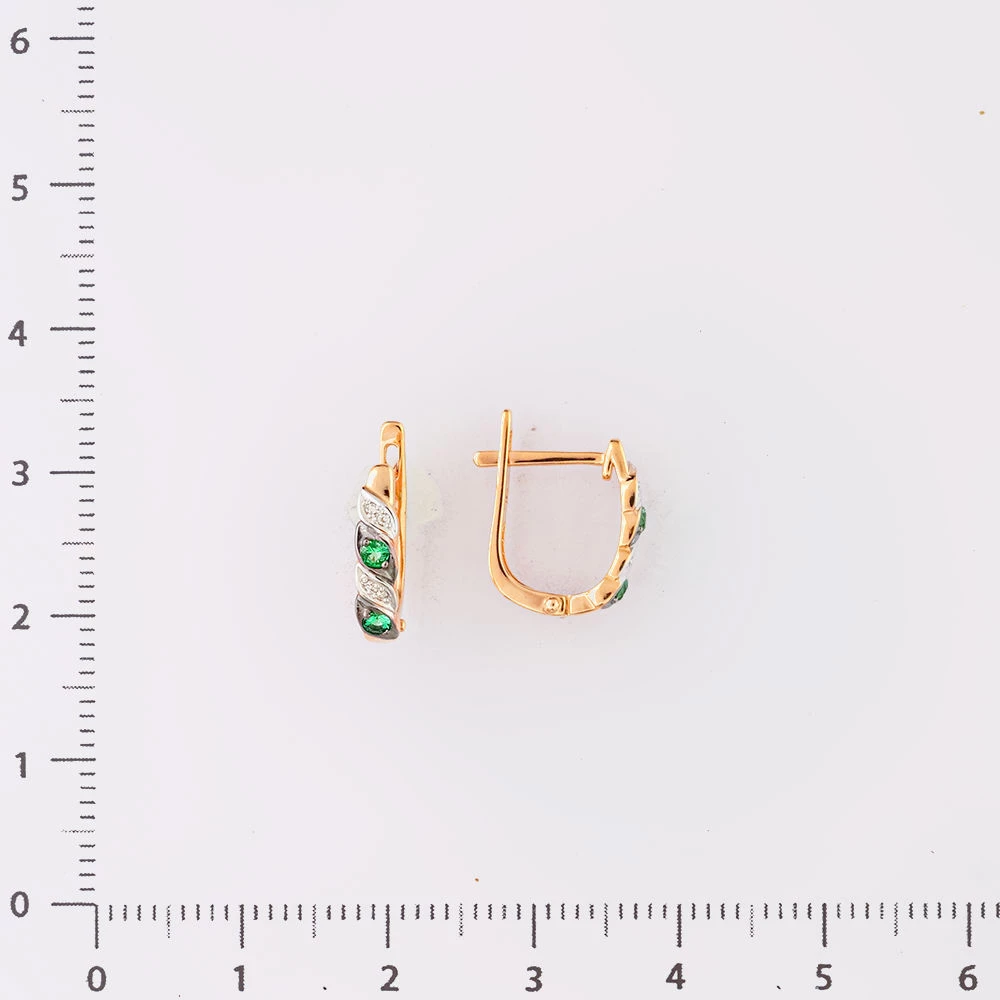 Серьги с изумрудом из красного золота 585 пробы