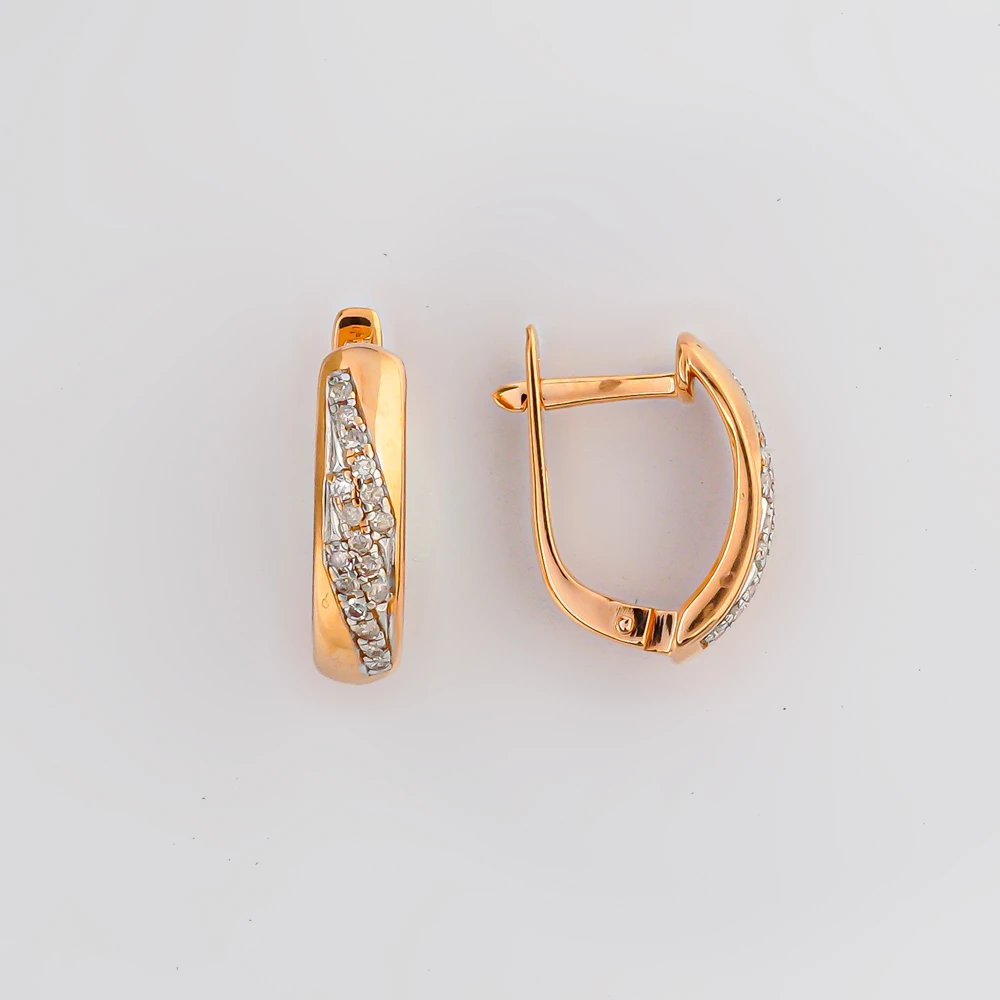 Серьги с бриллиантом из красного золота 585 пробы